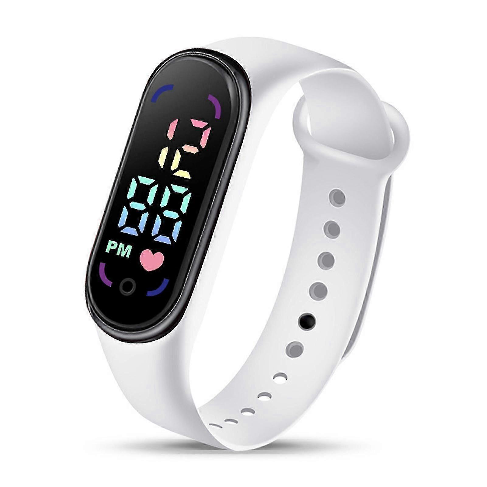 Student Children Electronic Watch Fashion Waterproof Sports Bracelet with LED Display Rounded Dial Adjustable Silicone Strap Digital Watch
