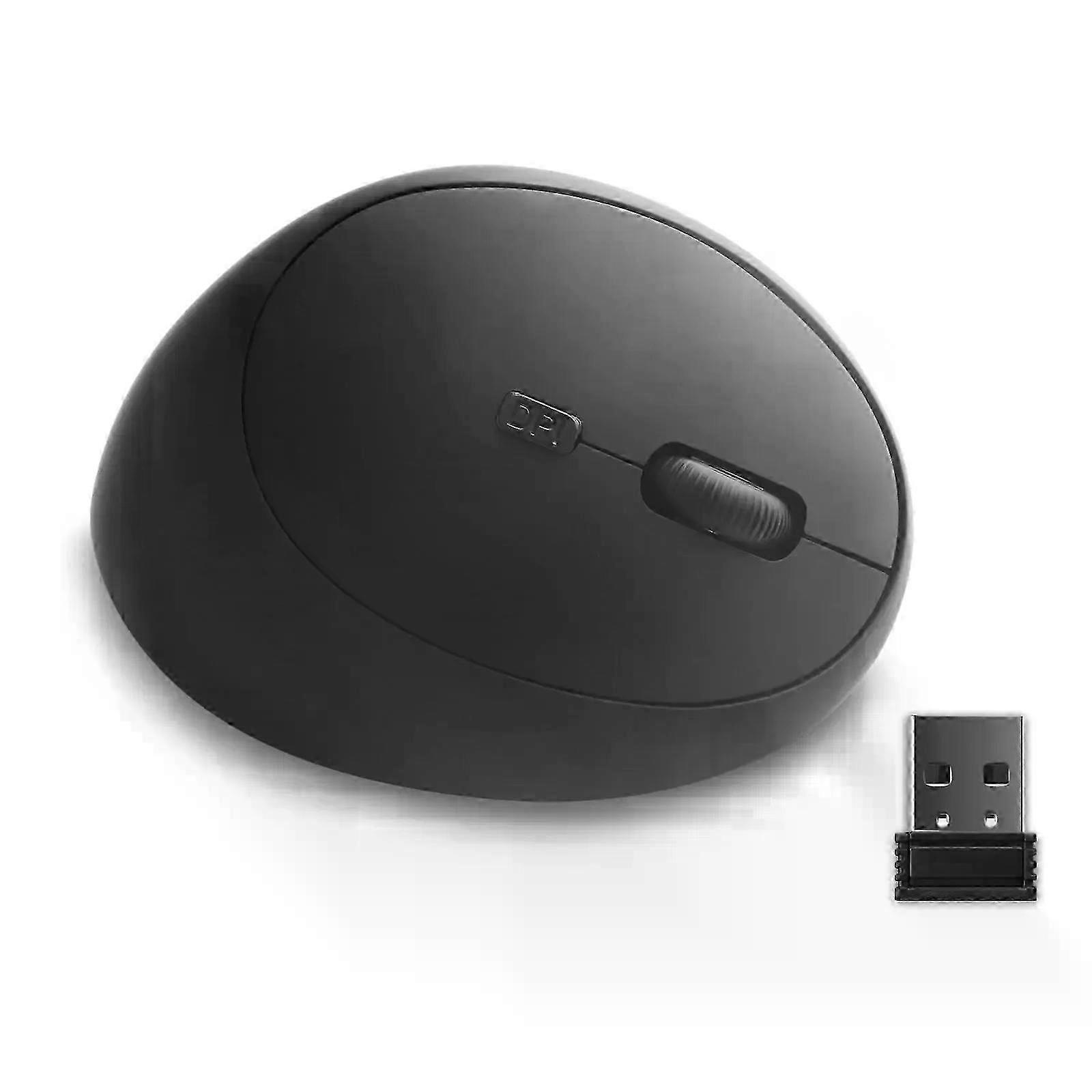 Wireless 2.4G Mouse with DPI Adjustable Button, Low Noise, Ergonomic Vertical Design for Office Use