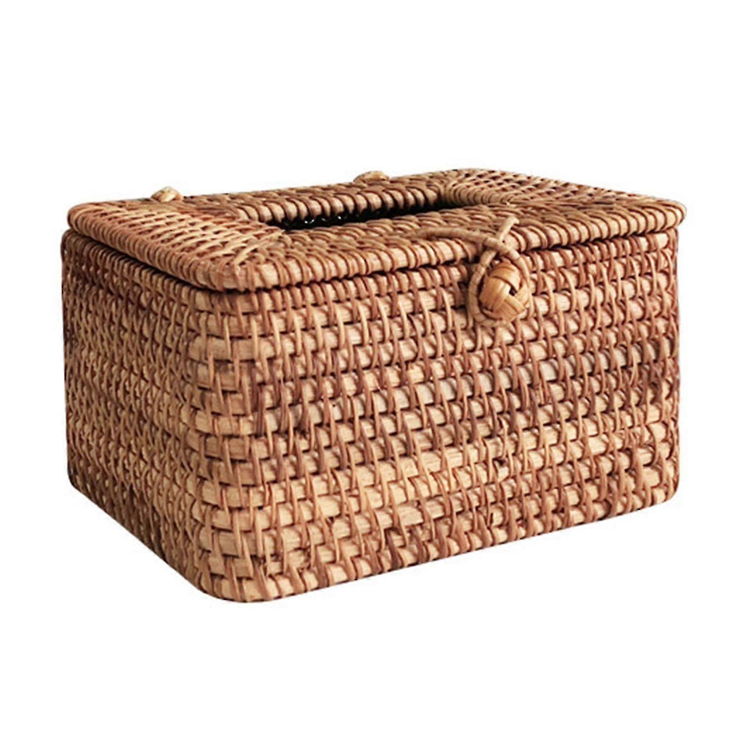 Eco-friendly Large Capacity Rattan Rectangular Tissue Holder for Home