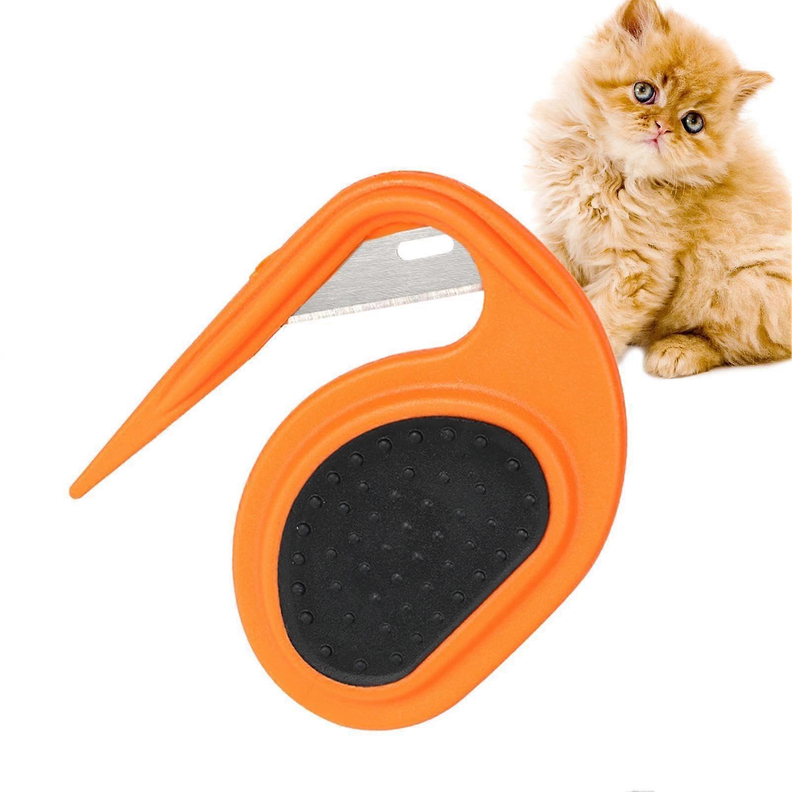 Cat Knot Opener - Stainless Steel Anti-Slip Knot Cutter With Sharp Hook, Portable Ergonomic In Orange