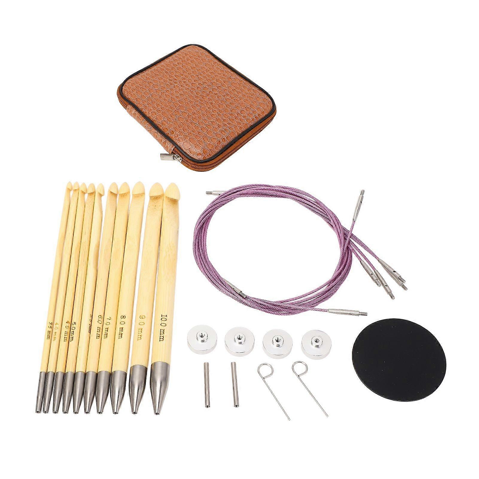 2025 أحدث طراز 10 قطع الكروشيه السنانير سترة قابلة للإزالة إبرة الخيزران النسيج