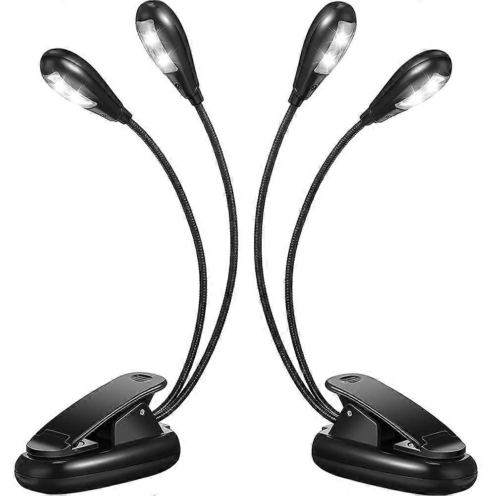 Music Stand Light 2Pack ClipOn LED Book Light DualArm Reading Light, 360Degree Adjustable, Black, Model 500294549