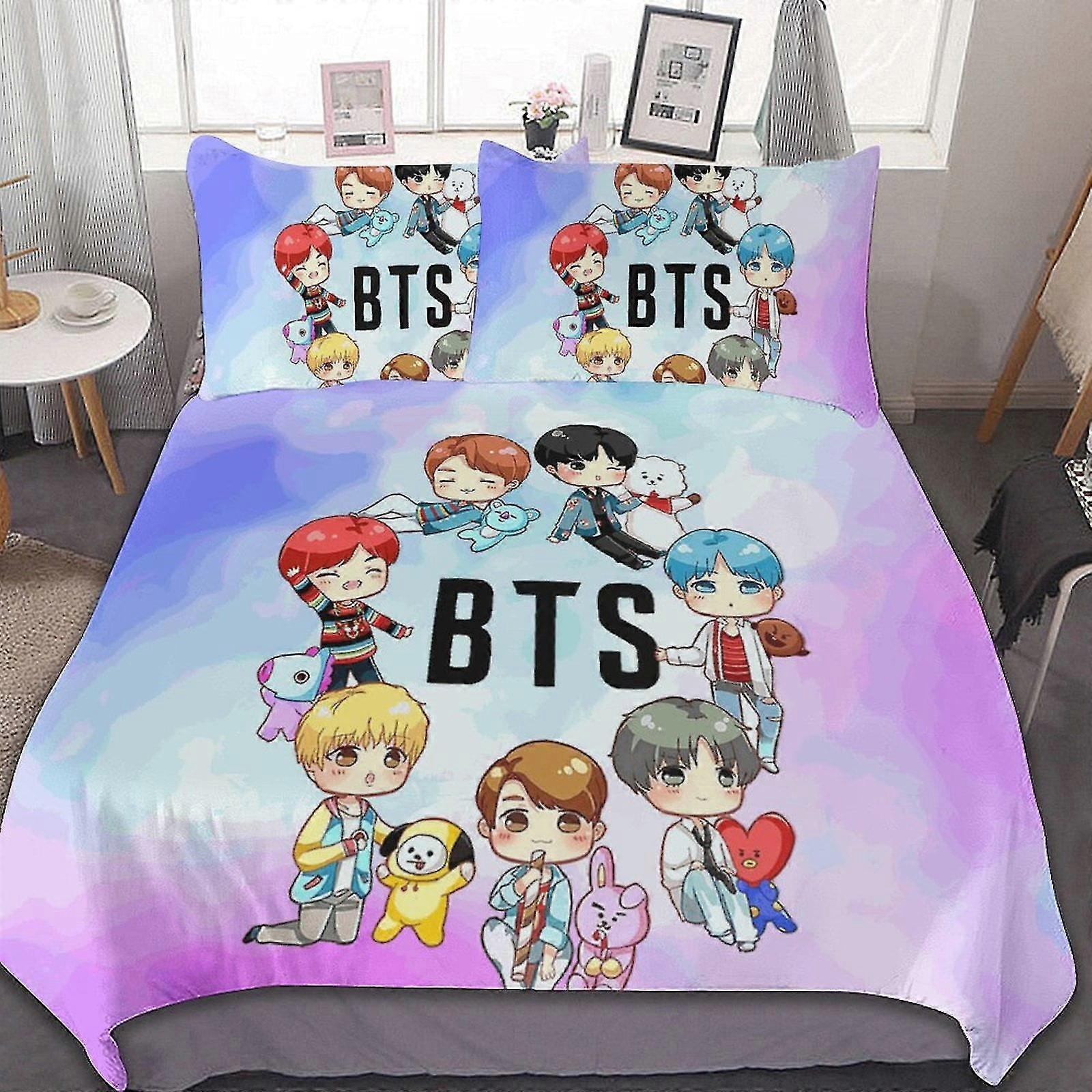 Conjuntos de Cama Kpop Conjunto de Edredom Leve de 3 Peças com 1 Capa de Edredom e 2 Fronhas para Crianças