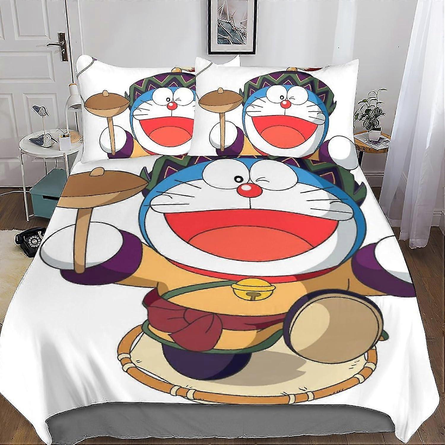 Conjunto de capa de edredão para crianças - Design de anime fofo em 3D, conjunto de cama de 3 peças com fecho de zíper adequado para uma determinada marca