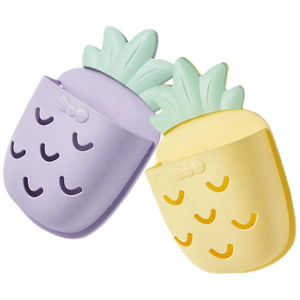 Bathroom Wall Organizer Wall Mounted Toothbrush Storage Rack Plastic 2Pcs