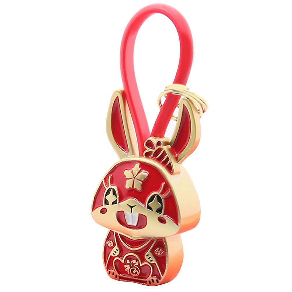 Metal Rabbit Pendant Keyring Vintage DIY Charm for Car Keys Decorative Bunny Keychain with Fine Workmanship and Lifelike Design Unique Chinese Style
