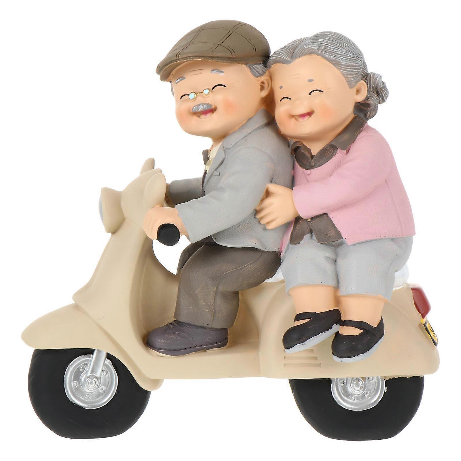 1pc Romantic Elderly Couple Resin Statue for Home Decor Craft Adornment