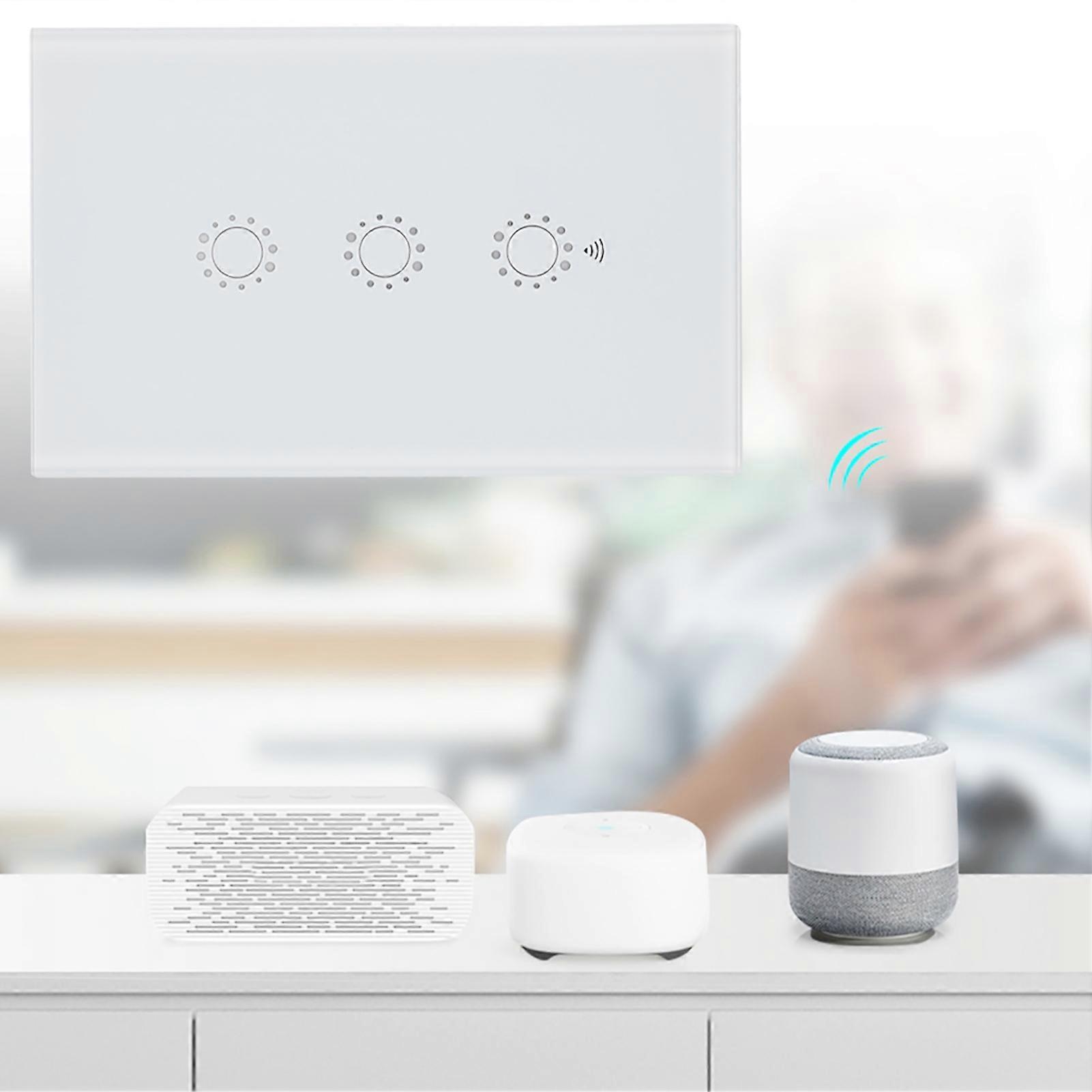 1/2/3 Gang Smart WIFI Wireless Touch Switch Panel  Switch Remote APP Control(White)