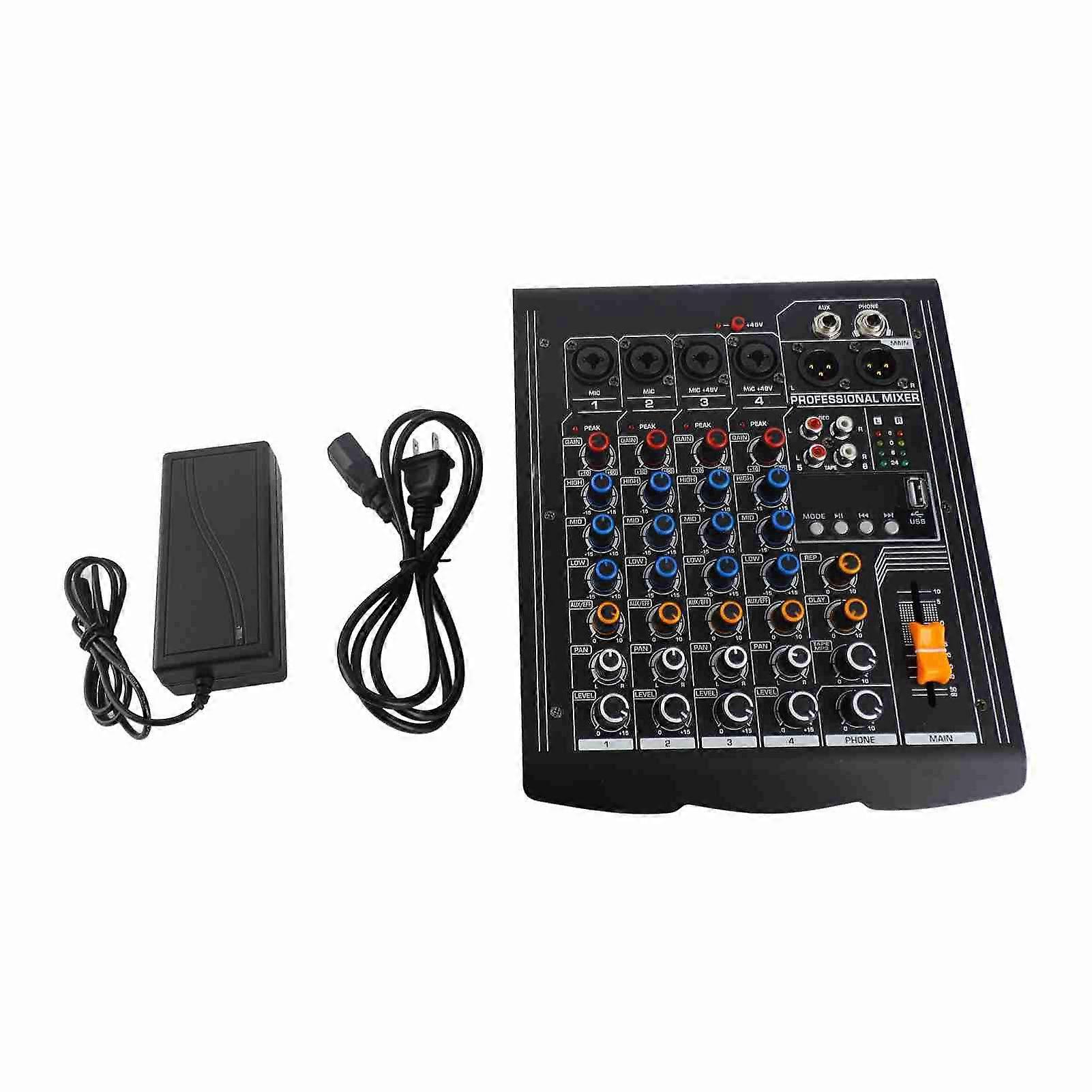 4 Channel Mixer 2 Stereo Professional Microphone Line Mixing Console