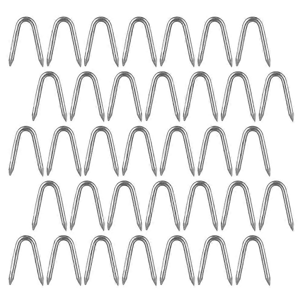 Fence Net Fixing Screws U-Shaped Fence Staples Gardening Agriculture Construction Silver 2.10X1.50X0.10CM Securing Wire Fencing 140Pcs