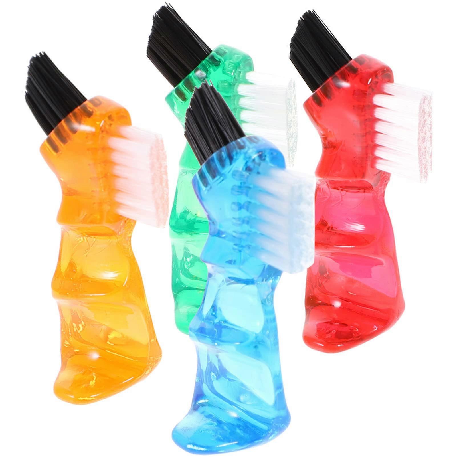Pack of 4 Mini Toothbrushes Double-Sided Cleaning Brushes for Home Portable Micro Plastic Prosthesis Care