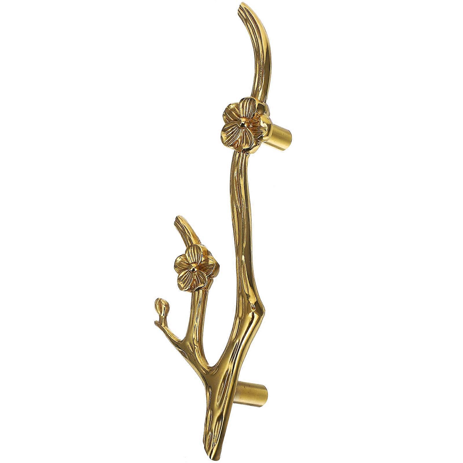 Brushed Gold Drawer Pulls Flower Branch Shaped Cabinet Handle Decorative Furniture Upgrade For Kitchen 1Set