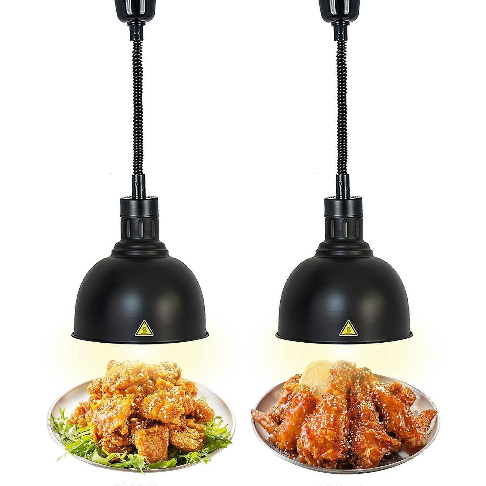 Heat Lamp Kitchen, Retractable Hanging Heat Lamp for Food with Bulb (D 2pcs)