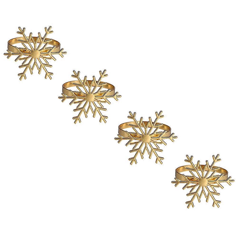 4pcs Snowflake Napkin Rings for Christmas Party Dining Table Decor Xmas Napkin Holder and Ornament for