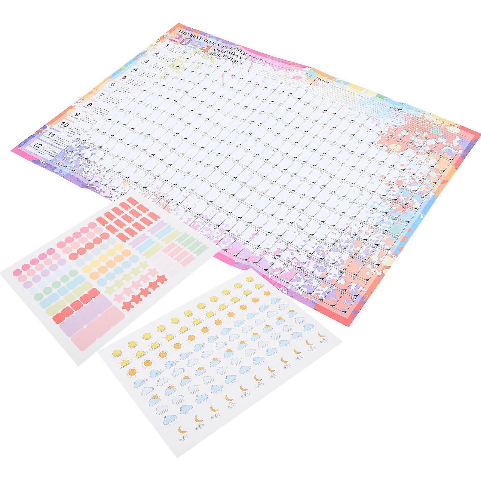 Yearly Wall Calendar Room Decoration Family Daily Use Rectangular Good Material 1 Set