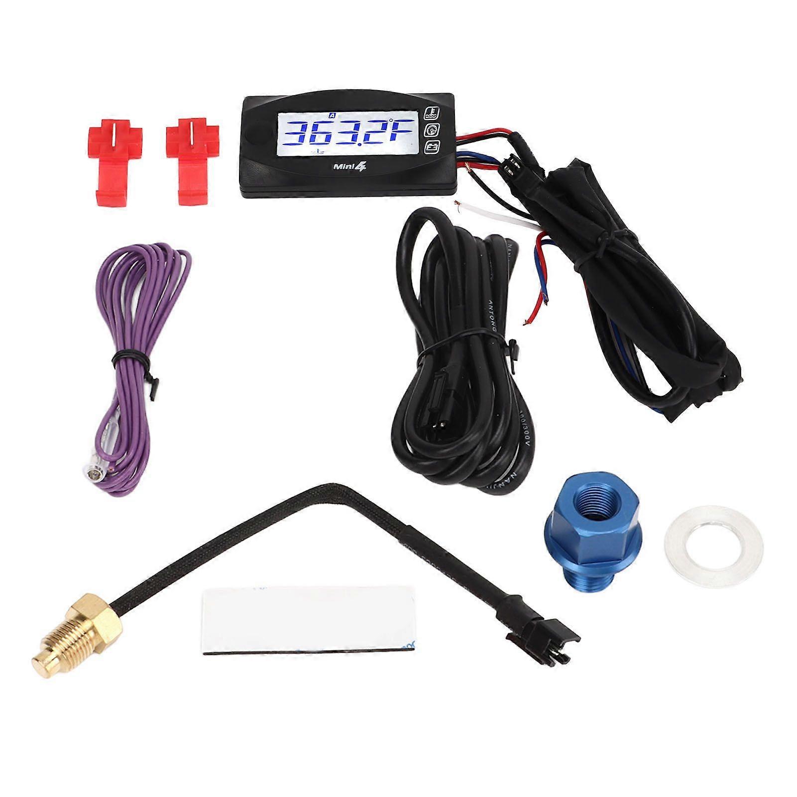4 في 1 دراجة نارية ترمومتر LCD رقمي زيت درجة حرارة الوقت الجهد سرعة عرض متر DC12V M12x1.5
