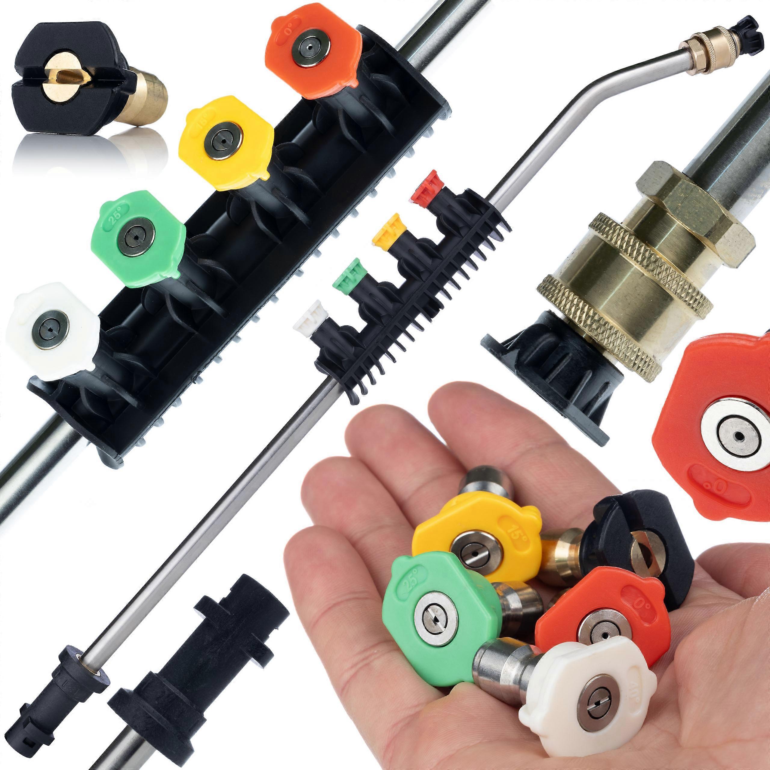 Rosfix Pressure Washer Lance 1/4" | Bent 15° | With Set of 5 Nozzles and Handle