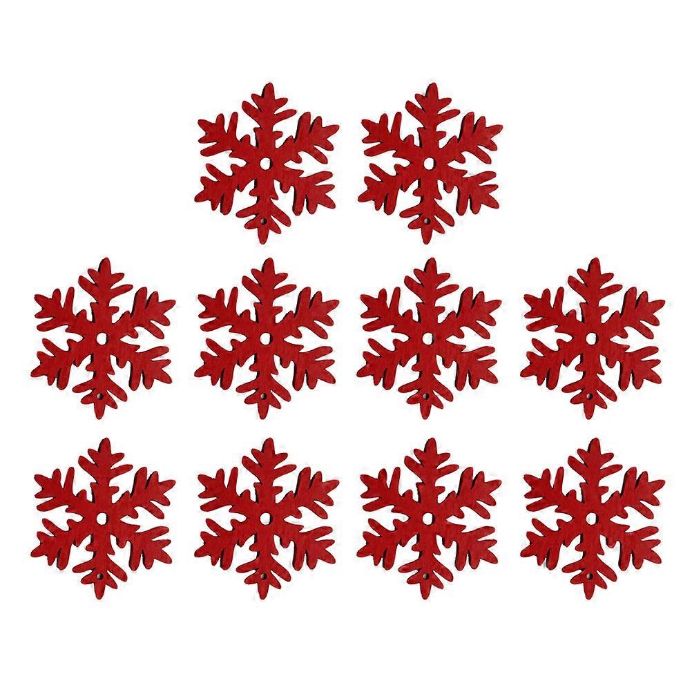 Snowflake Pendant Set Wooden Decorative Pendants For Home And Parties Red 6 5X6 5CM 20Pcs Per