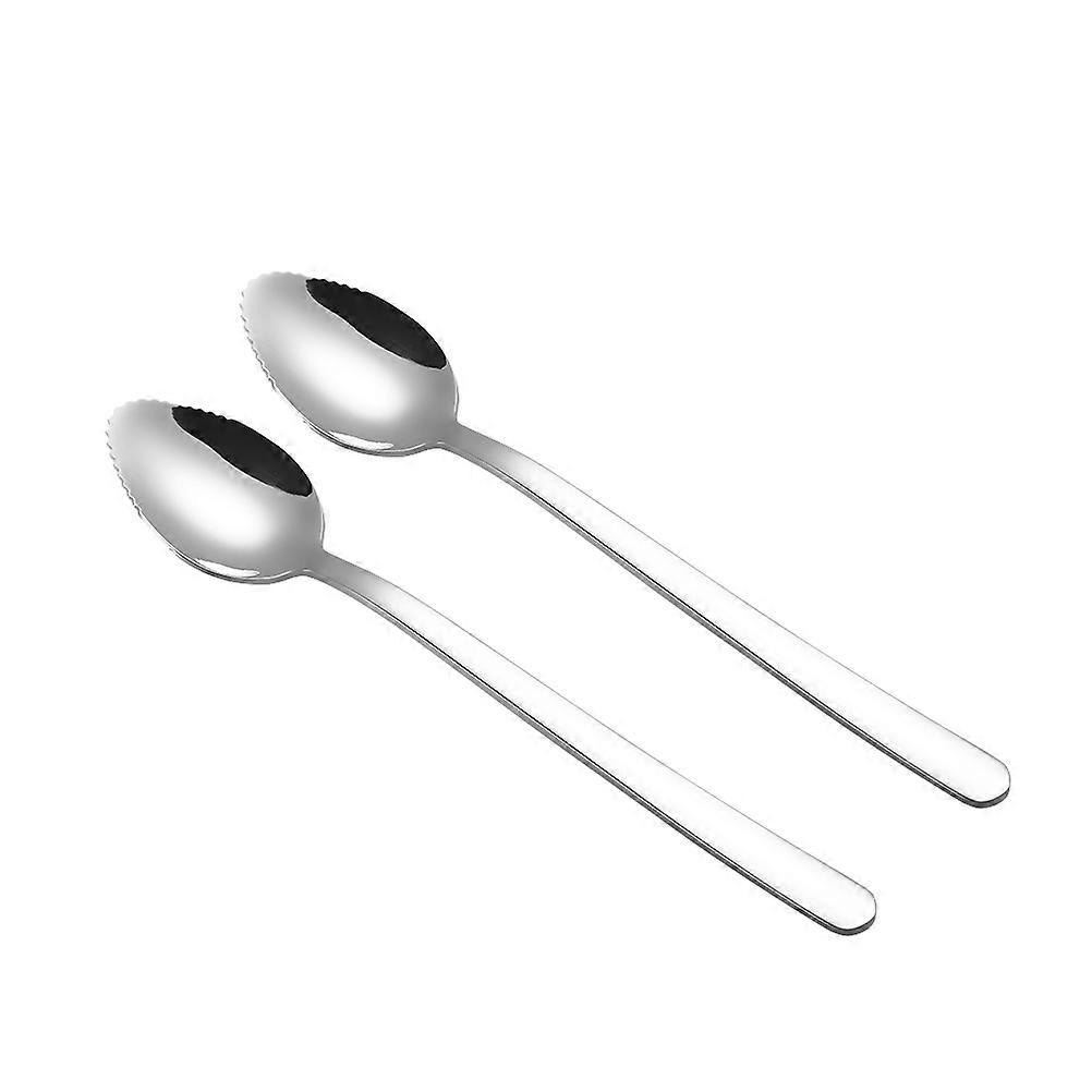 Grapefruit Spoons Stainless Steel Serrated Spoon Kitchen Use Fruit Preparation Silver 2Pcs