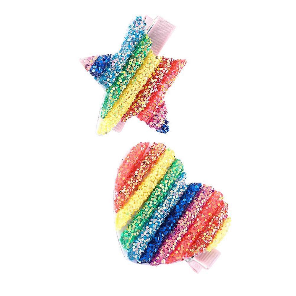 Fancy Barrettes for Women's Hair Rainbow Color Travel Decorative 2Pcs