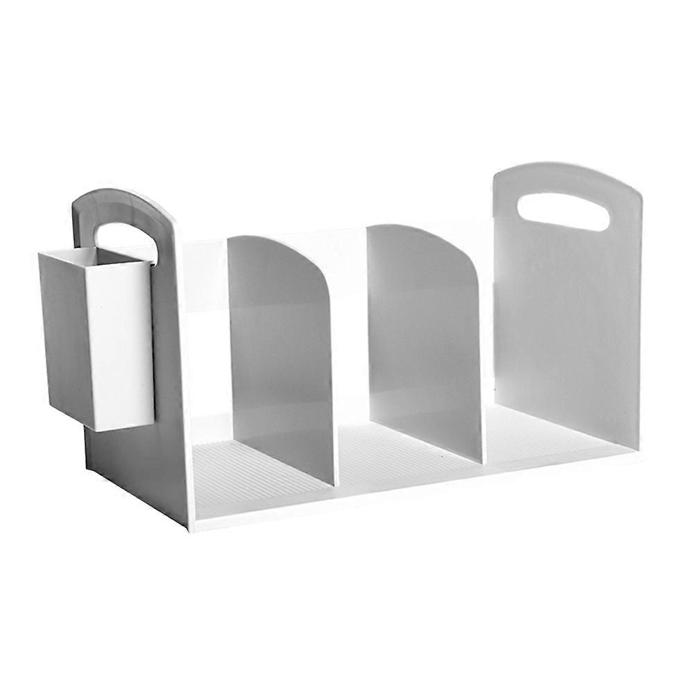 White Plastic Desk Bookcase and File Organizer with Two Side Handles and Can for Storage Use