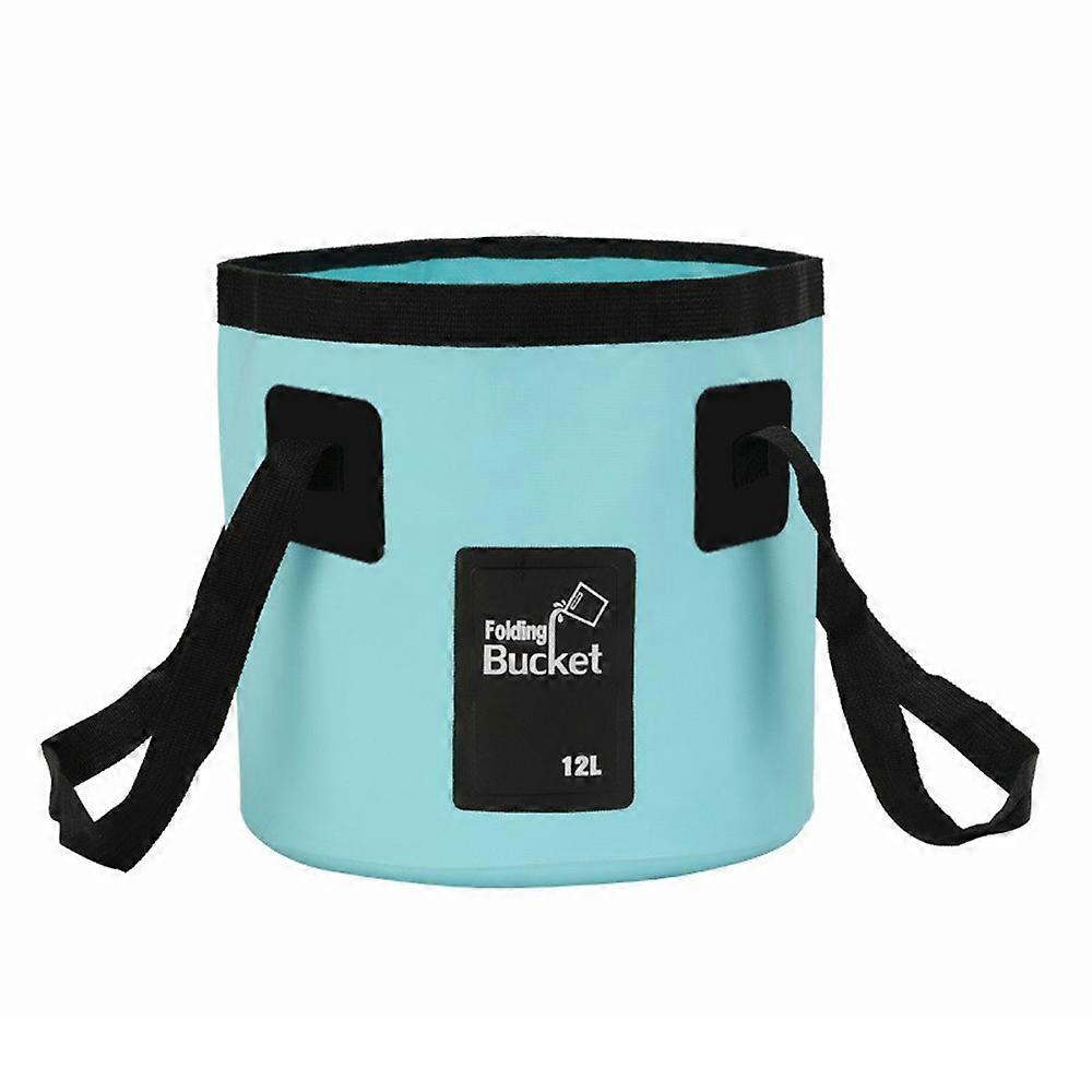 12L Portable Fishing Bucket with Square Handle Patch Outdoor Collapsible Water Bucket Foldable Car W