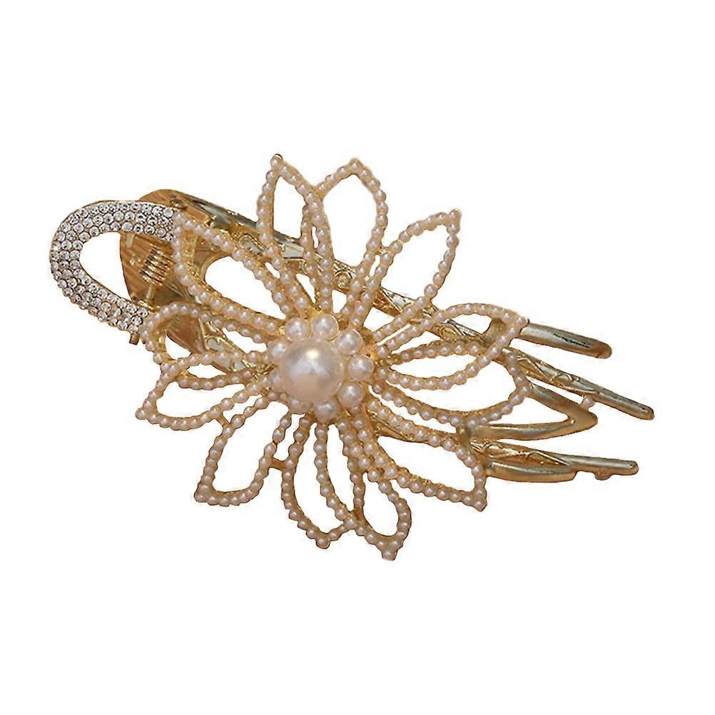 Elegant Rhinestone Hair Accessory Secure Grip Flower Shape Resin Material 1Pack