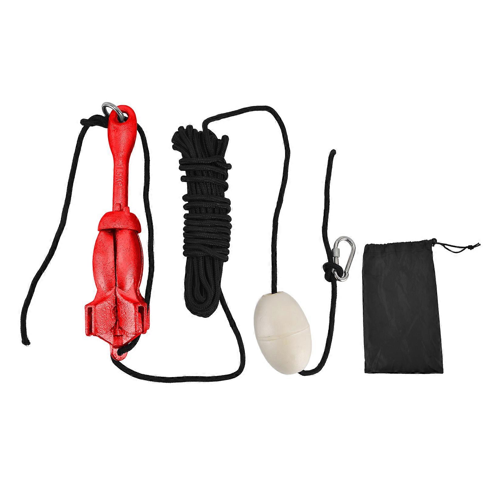 Boat Anchor Grapnel Foldable 1.5kg Ship Accessory Set Kit with Marker Buoy 32.8ft Rope