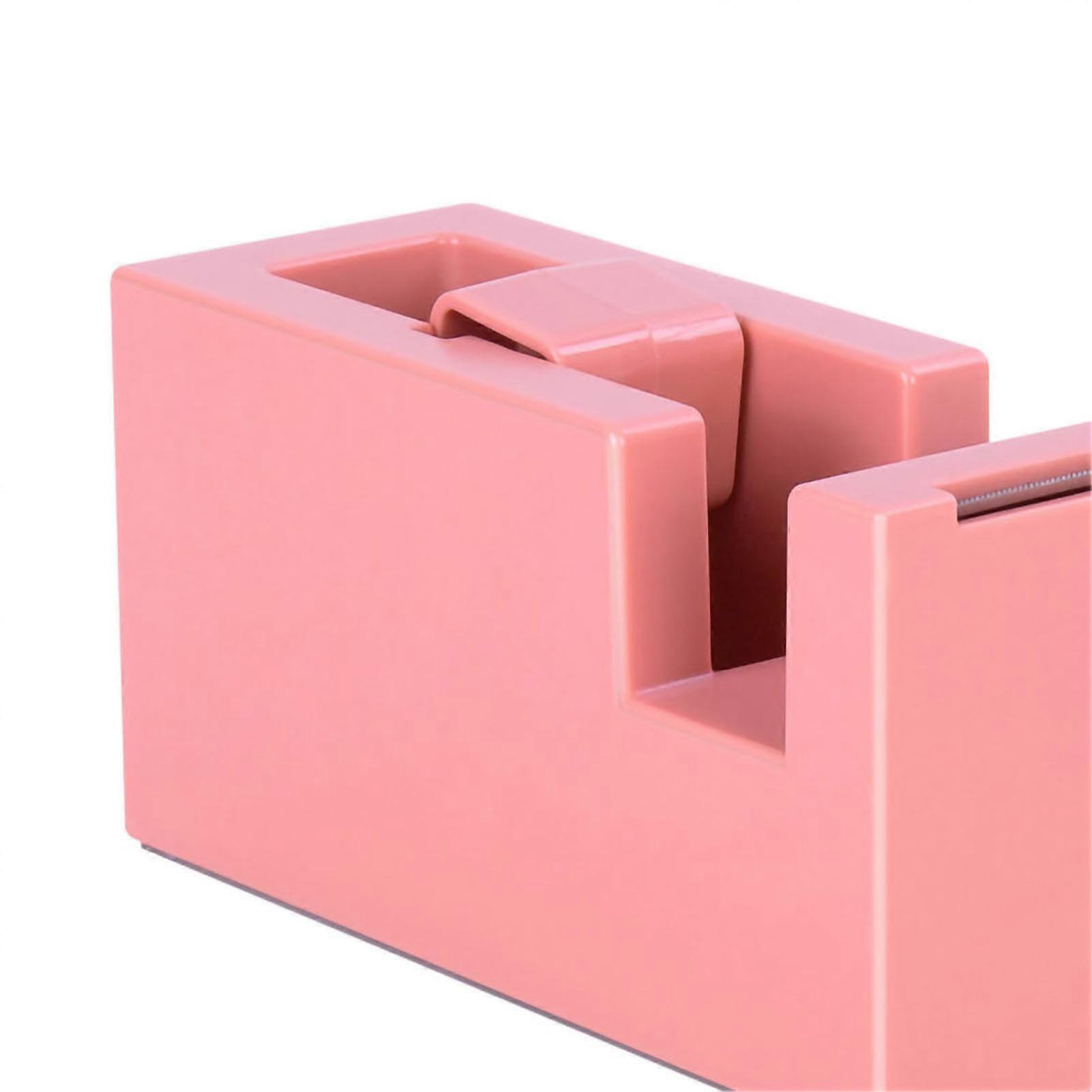 Tape Dispenser Simple Style Portable ABS Resin Desktop Tape Dispenser for Office School Rose Red