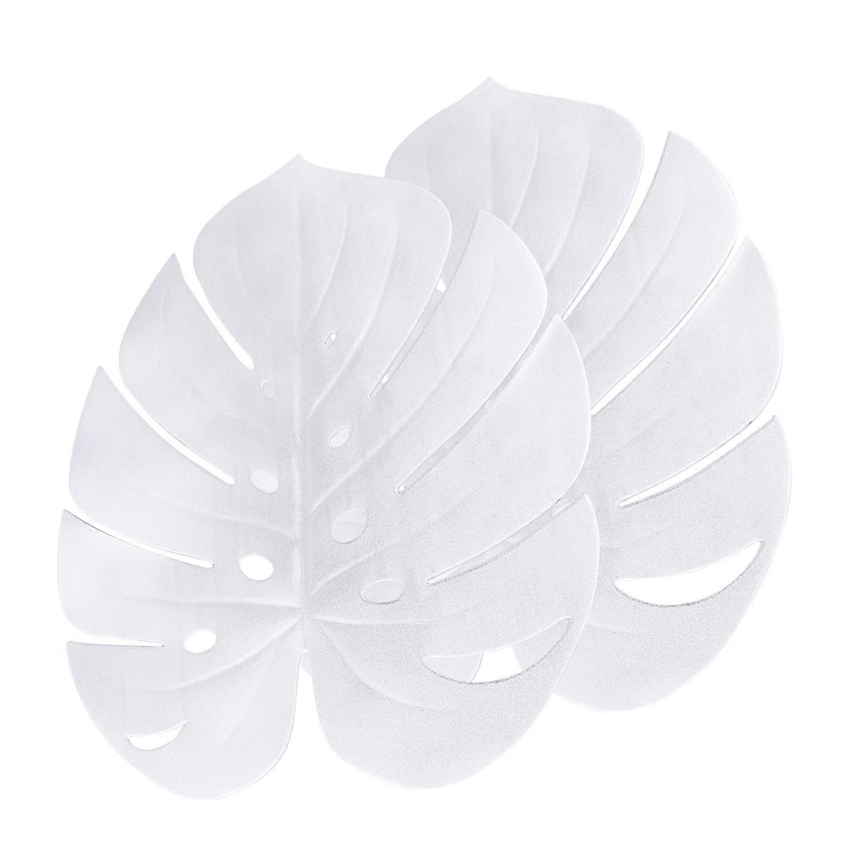 2 Pcs EVA Turtle Leaf Table Mat for Kitchen Use Waterproof Silver 7.87 x 5.9 inches
