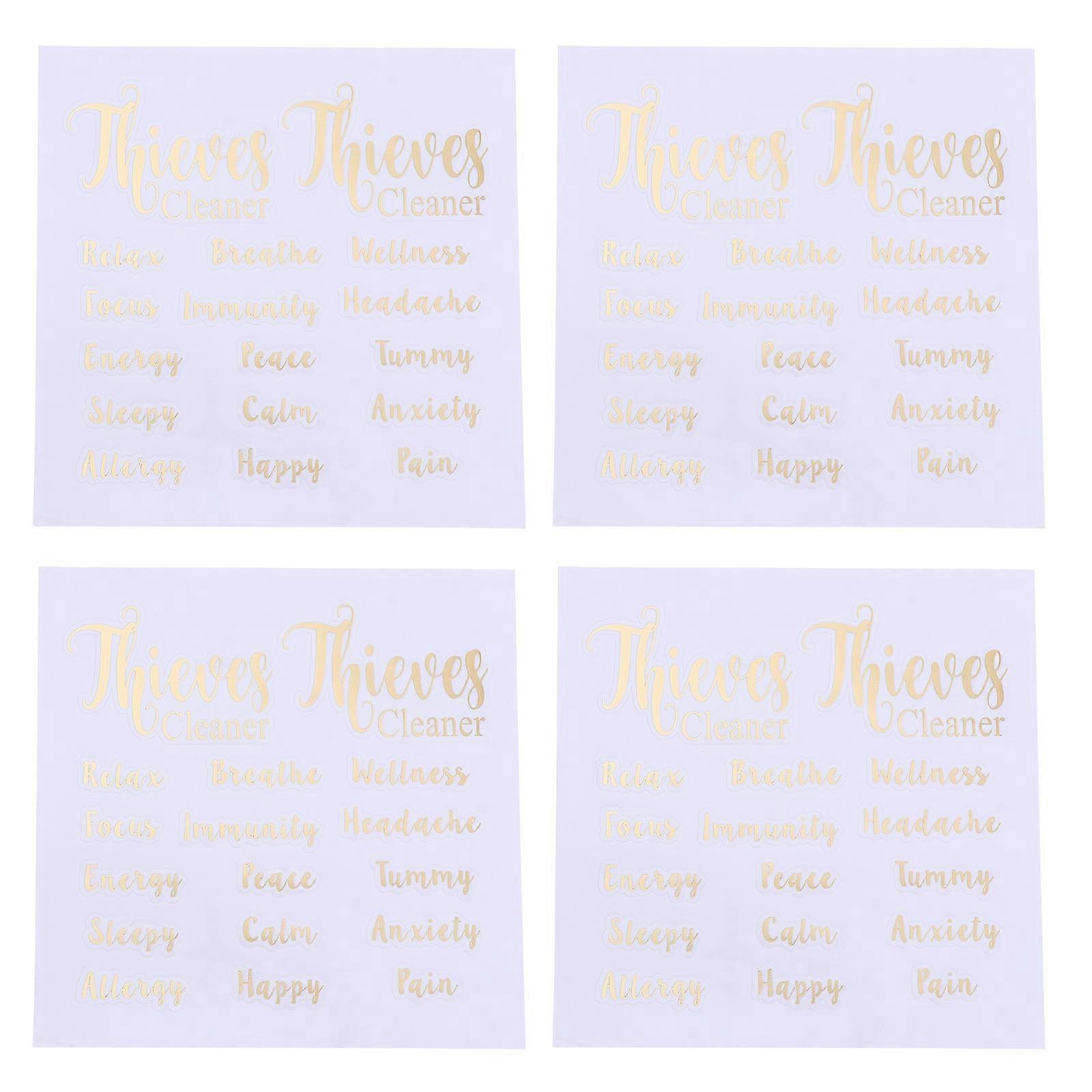 Essential Oil Bottle Stickers   4 Sheets Letter Labels for Aromatherapy Containers to Organize and Beautify Perfume Bottles