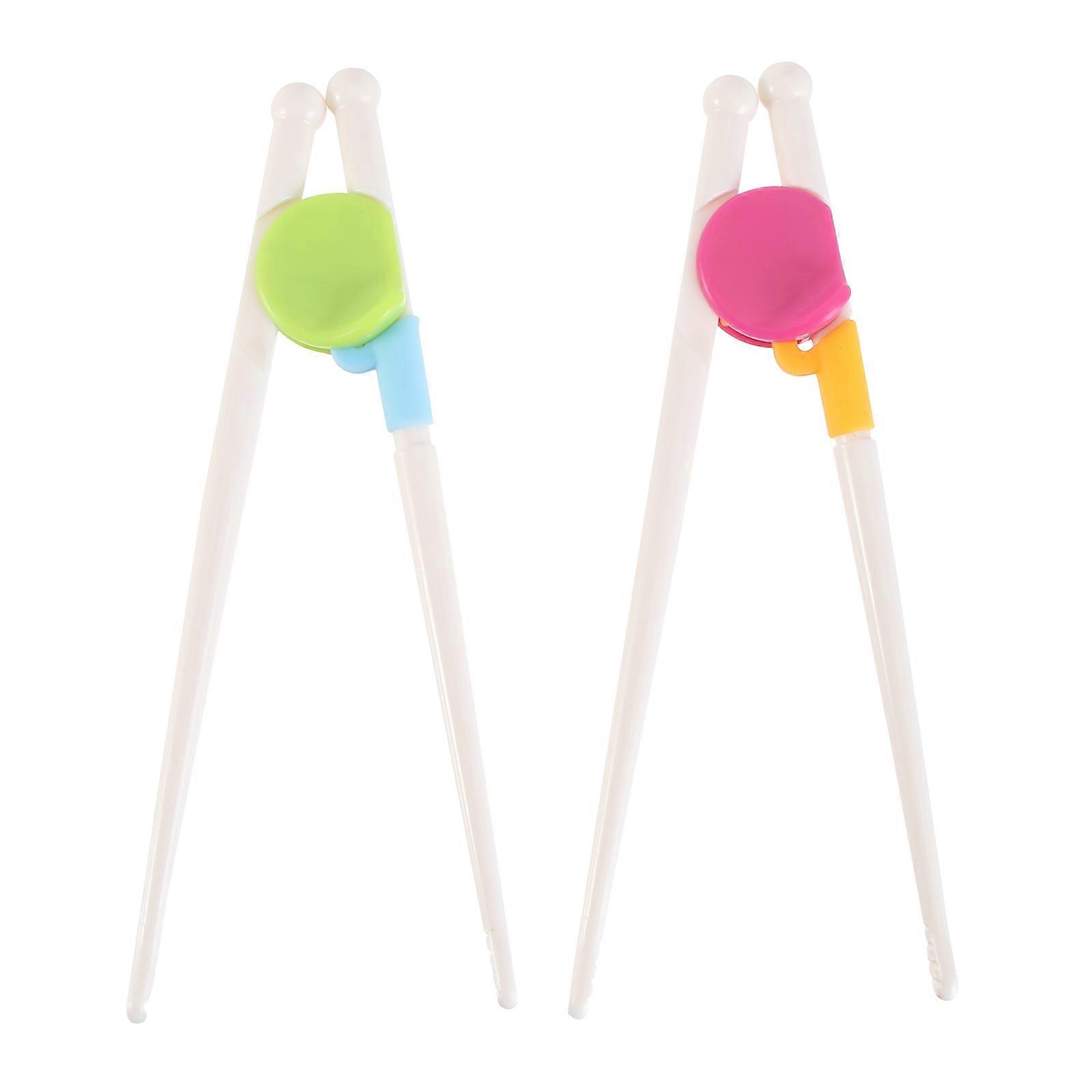 2 Pairs Learning Chopsticks with Bridge for Adults, Beginners – Wide, Scratch Resistant Tips, Reusable, Dishwasher Safe, Left/Right Handed Helper