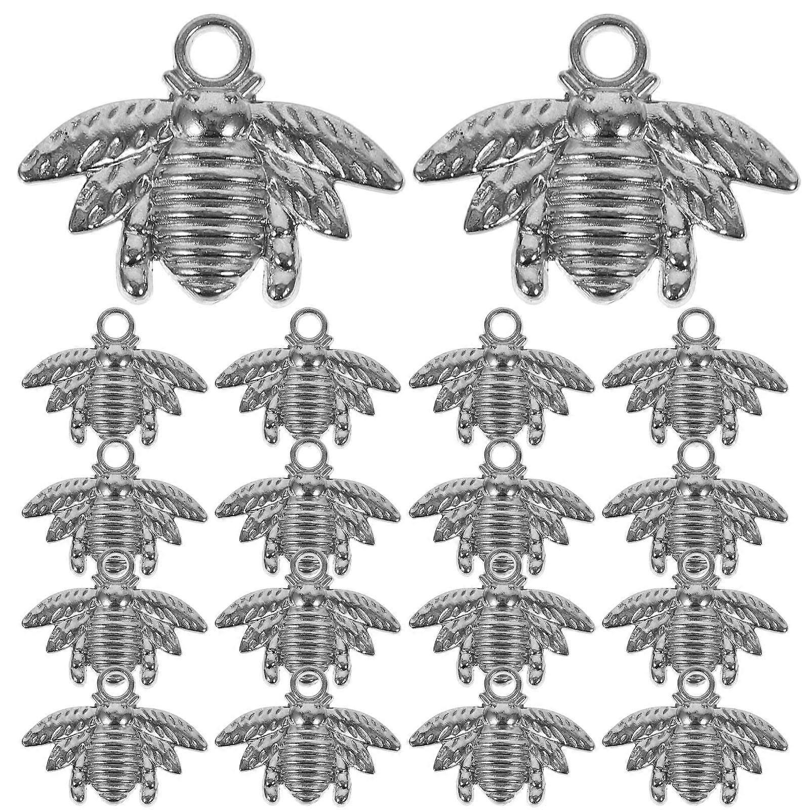 50pcs Metal Bee Charms for DIY Earrings, Necklaces & Bracelets – Sturdy Silver Tone Pendants with Smooth Edges for Handmade Jewelry Crafting