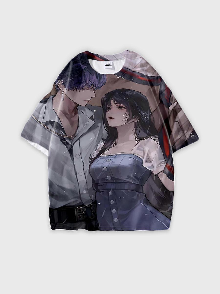 T-shirt round neck Role Pattern loose short sleeve B846