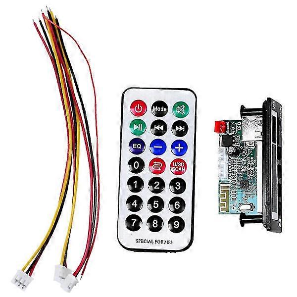 Bluetooth 5.0 MP3 WMA WAV decoder board 5V 12V wireless audio module color screen USB TF FM radio