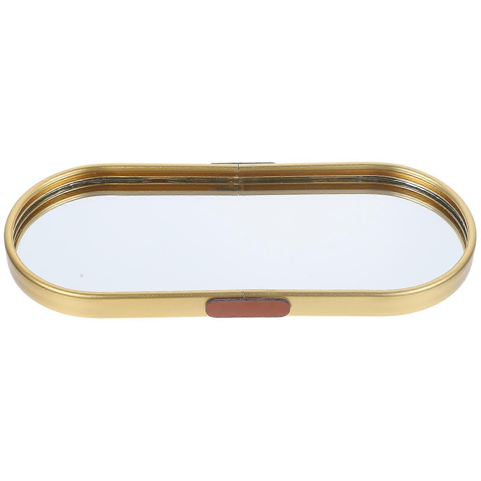 Decorative Tray for Desktop Cosmetics Storage Vanity Mirror and Jewelry with 1 Set Serving Function