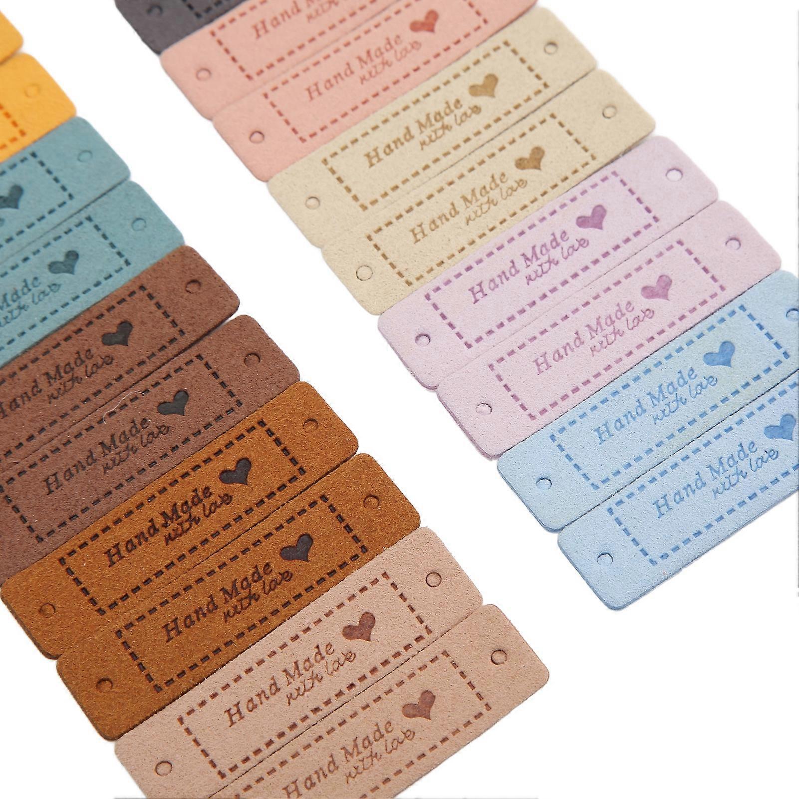 20Pcs Hand Made Labels PU Material Environmentally Friendly Durable Soft Tag for DIY Sewing Bags Wallets