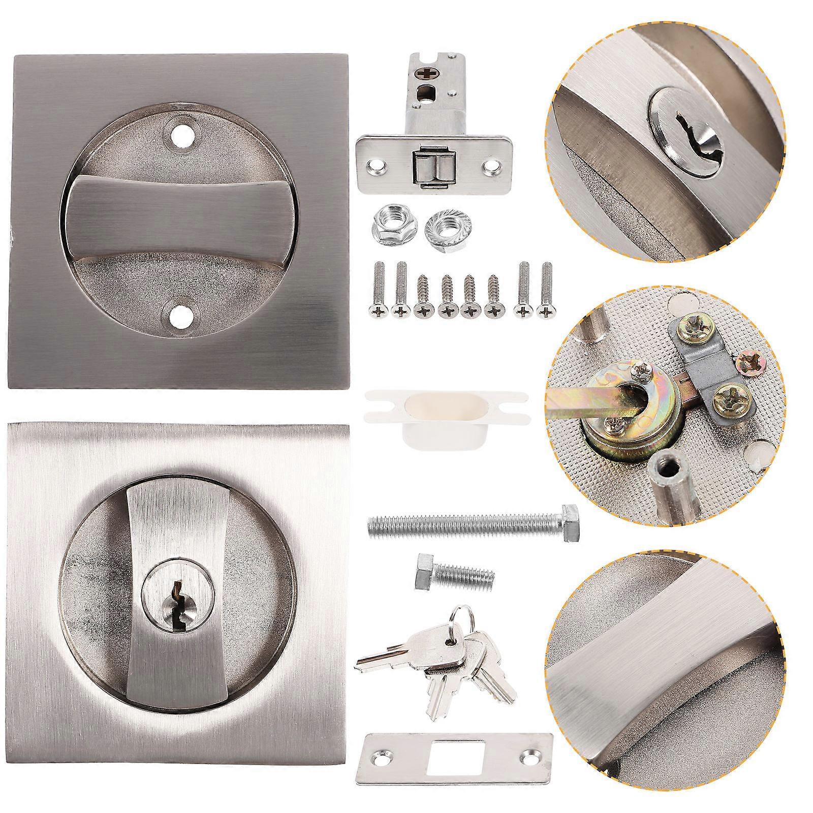 Privacy Latch Pocket Door Lock Key Locking Device For Private Rooms Stylish Embedded Design Corrosion Resistant Hardware 1 Set