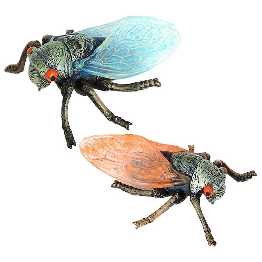 Insect Figurines Realistic Lifelike Cicada Model Decoration For Kids Garden Decor 8.5X7X3CM Plastic 2Pcs