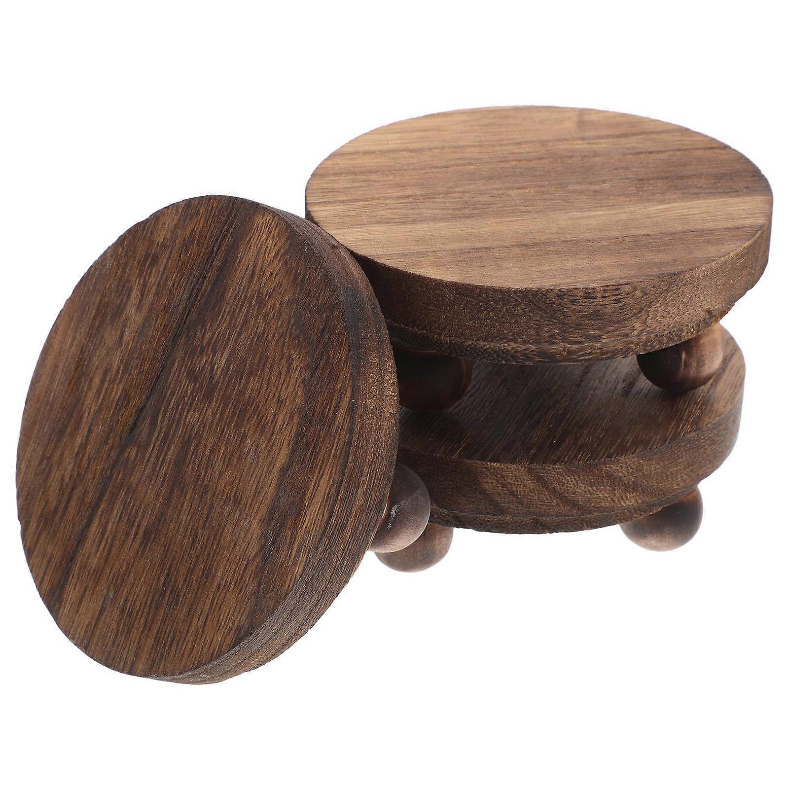 3pcs Mini Wooden Display Risers Sturdy Stands for Tiered Trays Rustic Table Shelves Home Kitchen Decor Stackable Pedestals for Flower Pots Organizing