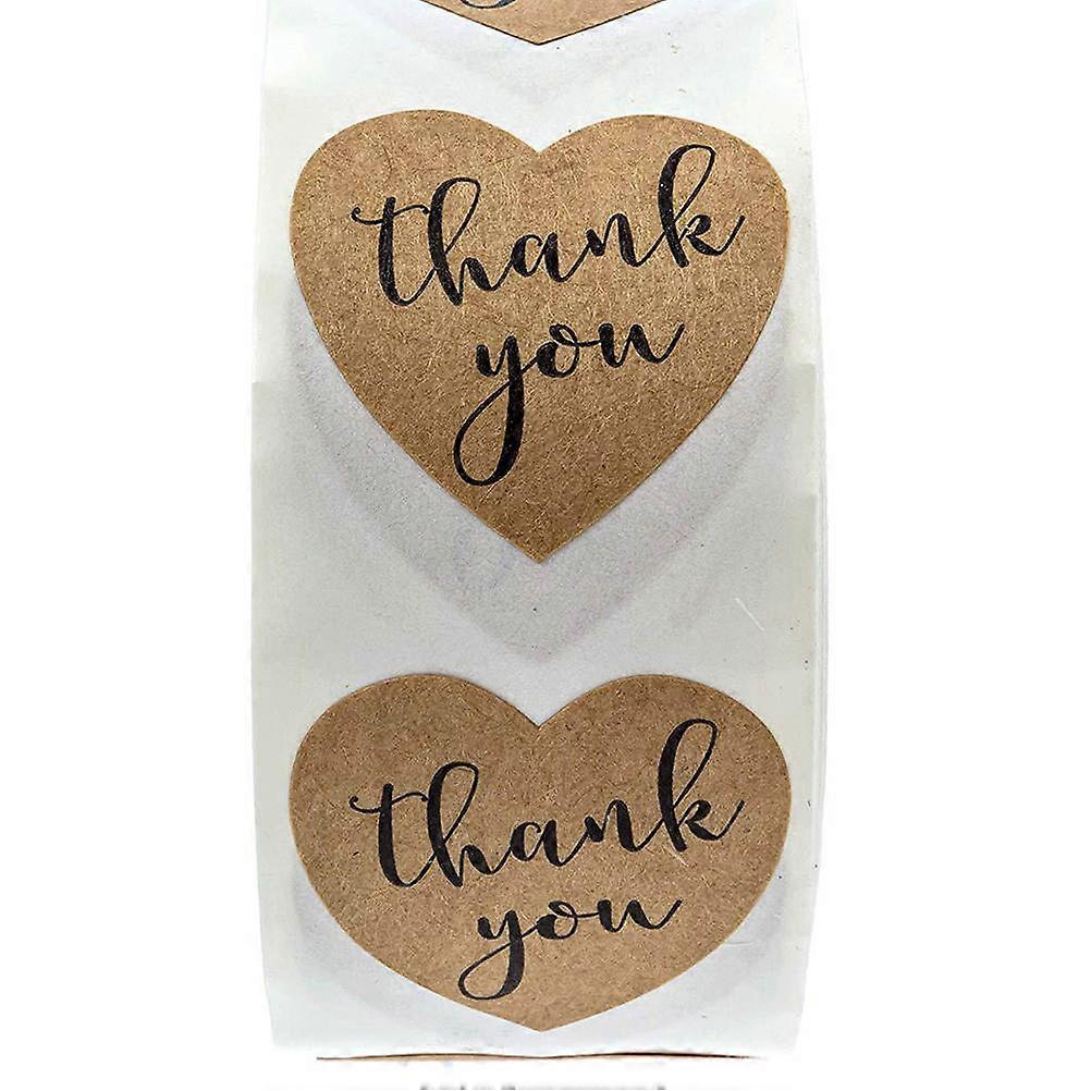 Heart Shape Stickers Self Adhesive for Valentines Day Gift Packing Labels Kraft Paper Multi Color 1 Roll