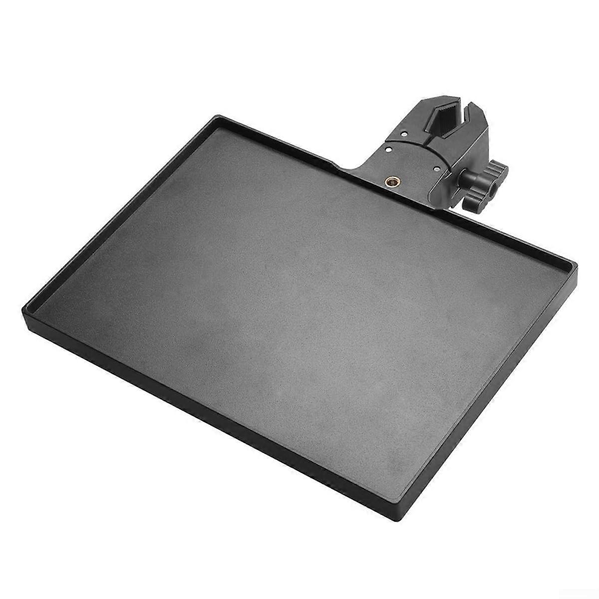 Sound Card Tray For Microphone Stand Accessory With Integrated Mobile Phone Holder For Performers Black