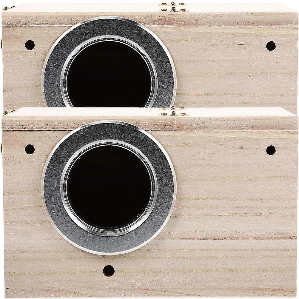 Wooden Bird House for Parakeets 2pcs Nesting Box for Home Decor, Outdoor Garden Breeding, Smooth Surface with Easy Access Opening