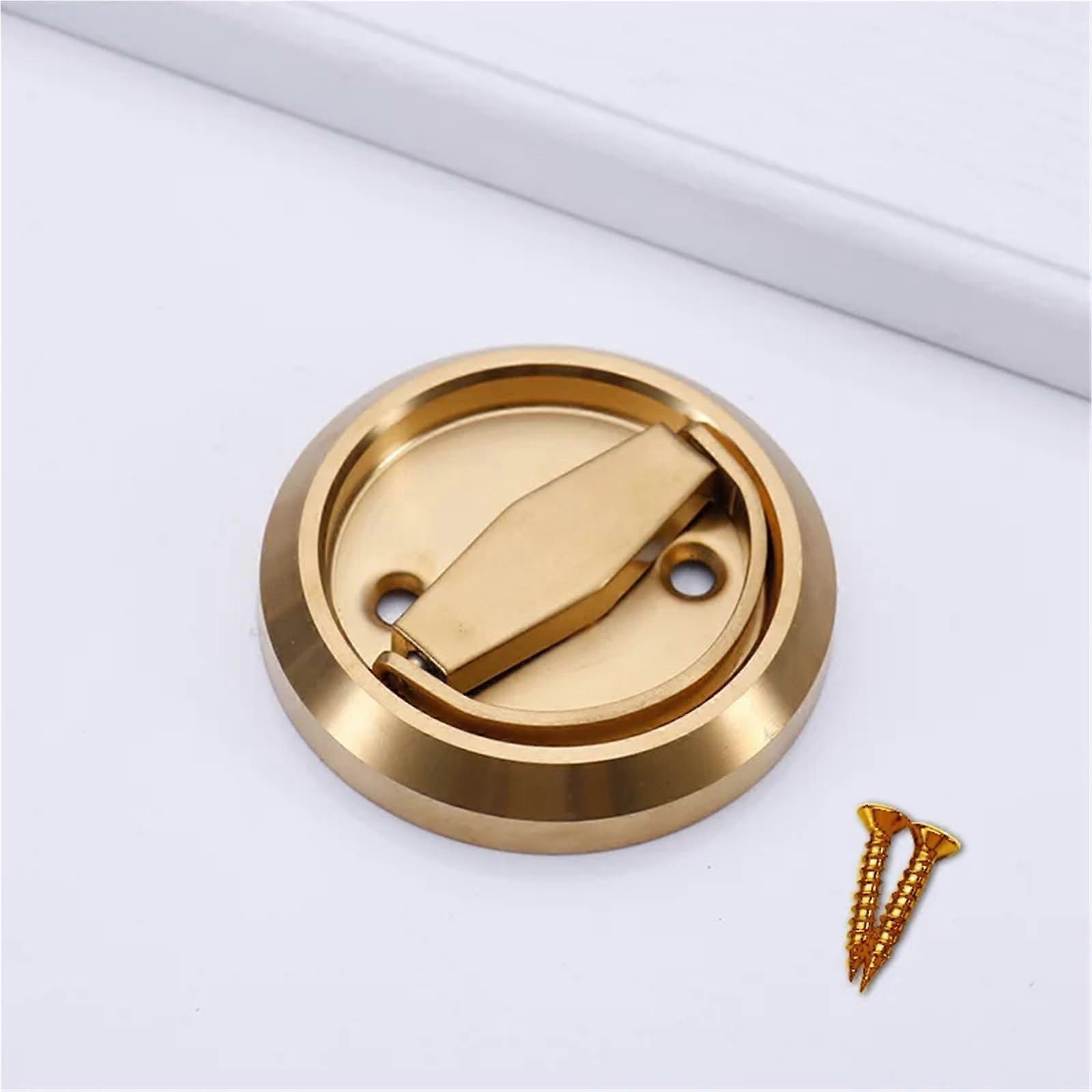 Invisible Door Pull Ring Locks Hidden Door Lock Sliding Door Lock Wooden Door Handles SurfaceMounted Handle 1PC (Single Gold)