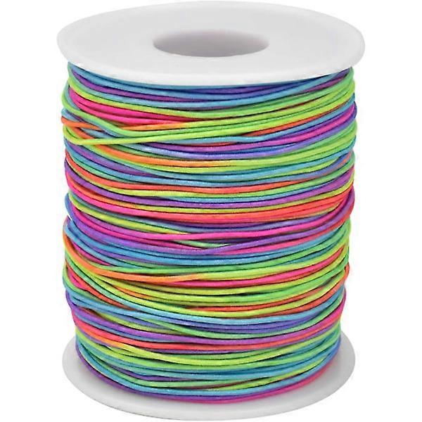 100m Elastic Cord Beading String Thread Stretch Fabric Craft Cord 1 mm Rainbow Beading Cord for DIY Jewelry