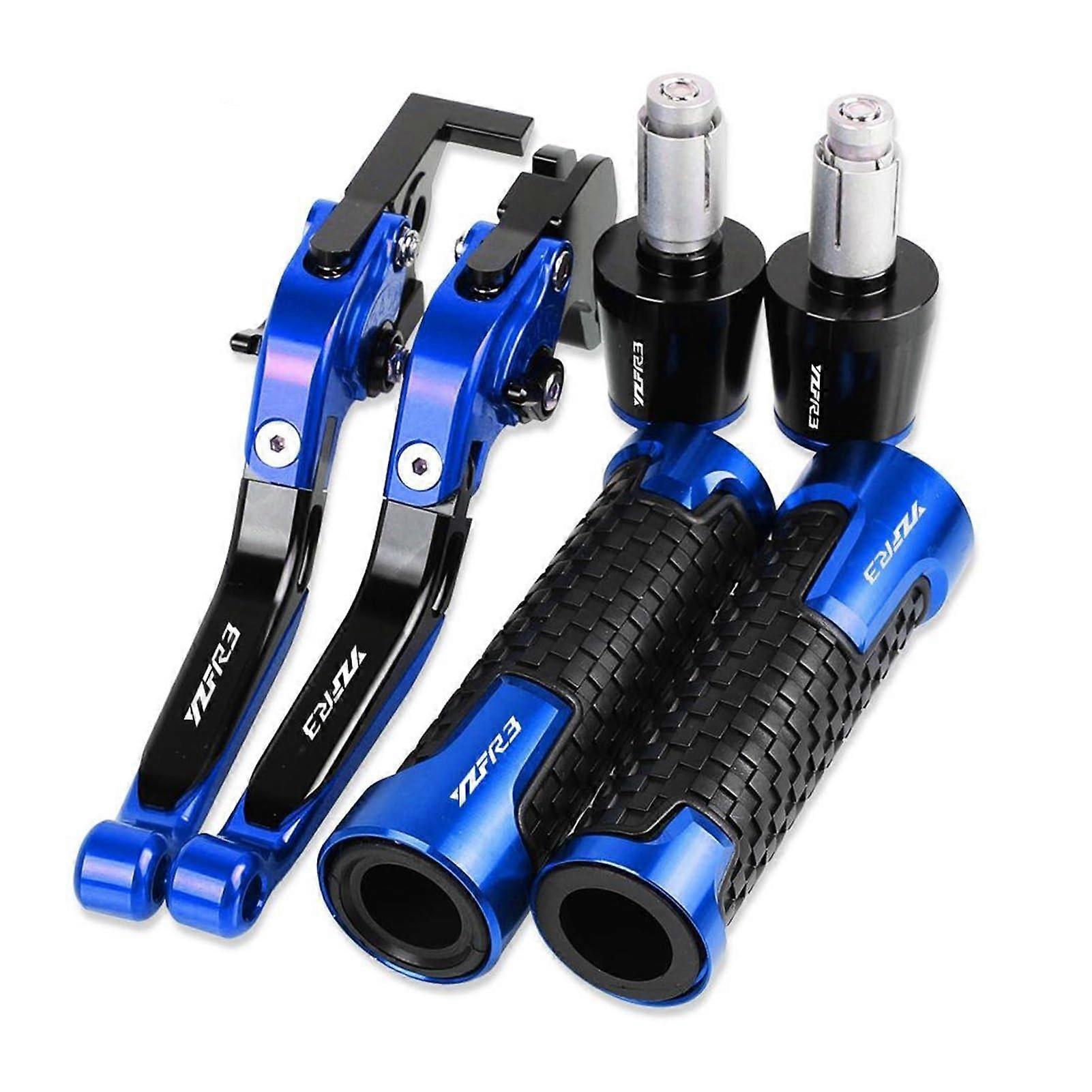 Adjustable Motorcycle Brake Clutch Lever For Yamaha YZF-R3 2015-2022, Non-Slip Bar End Caps, Grips Set (2)