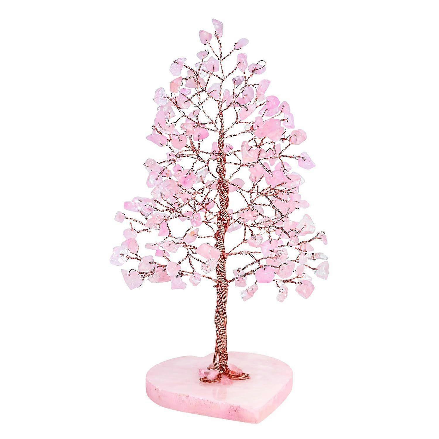 Rose Quartz Heart Base Feng Shui Gemstone Bonsai Tree με Θεραπευτικούς Κρυστάλλους - Showpiece Διακόσμηση Σπιτιού &; Γραφείου – Δώρο Θέρμανσης Σπιτιού