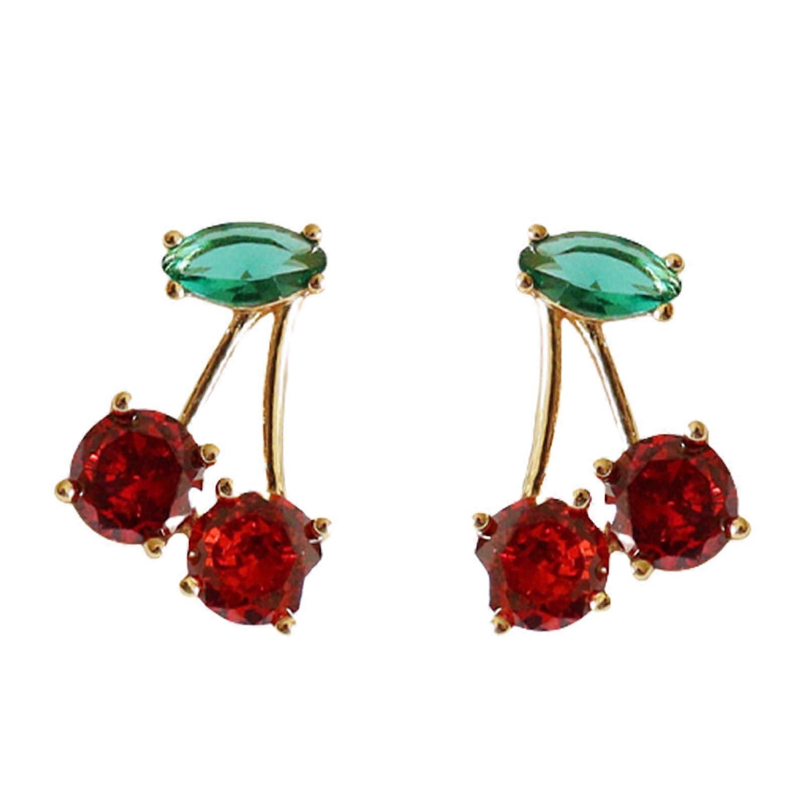 Stylish Cherry Earrings with Fruit Detail Alloy Texture for Comfort and Durability in Various Occasions