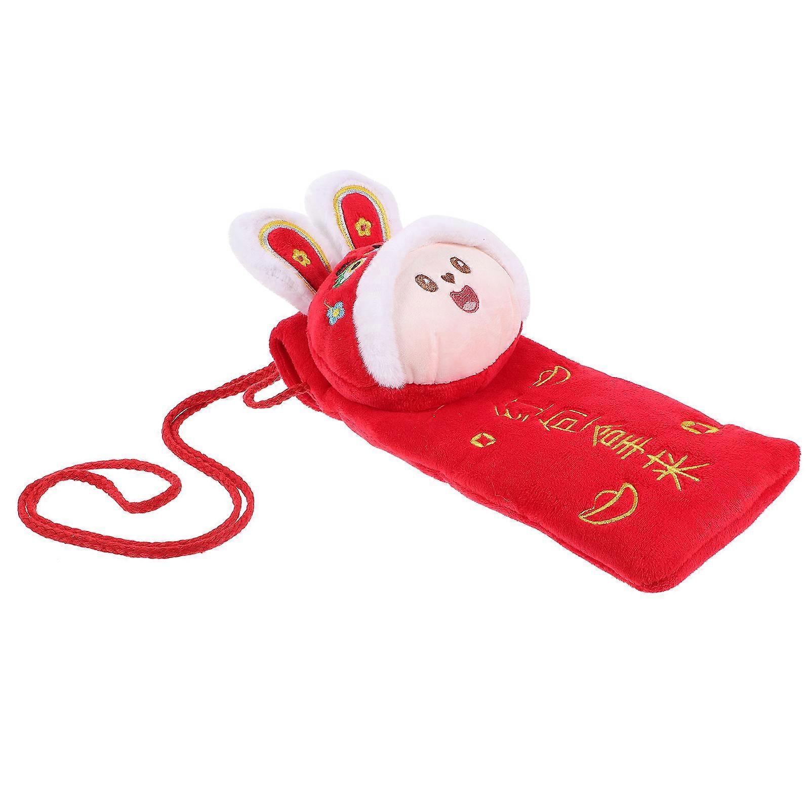 Creative New Year Red Envelope Cross Body Bag Ideal For Kids 26.00X11.00X5.00cm Plush 1Pcs