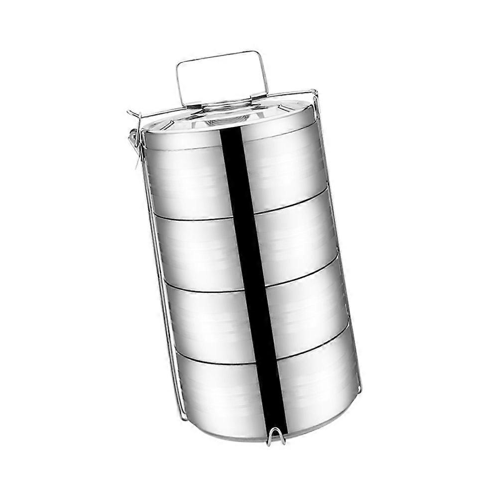 Stainless Steel Insulated Lunch Box 4 Tier Design Portable Food Container for Picnic School Office 18cm